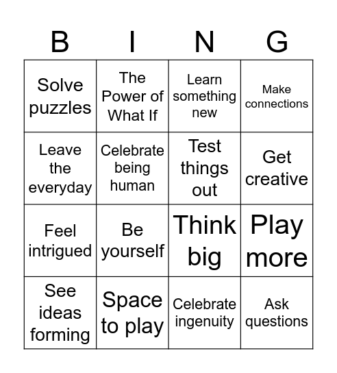 Brand Bingo Card