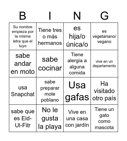 Bingo de la Diversidad Bingo Card