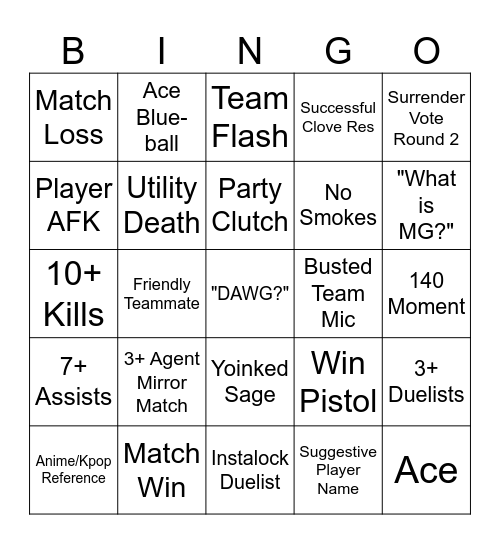 SWIFTPLAY BINGO Card