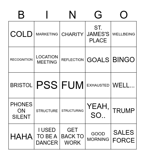 St. James's Place Bingo Card