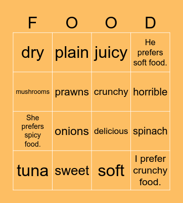 Creative cooking Bingo Card