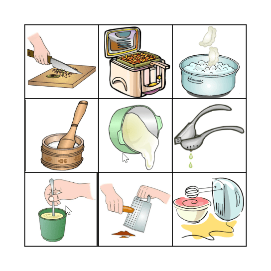 Cooking verbs Bingo Card