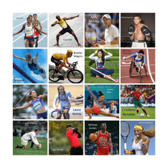 Sports Personalities Bingo Card