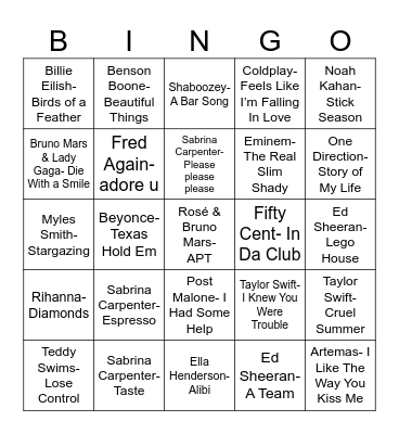OFFICE MUSIC Bingo Card