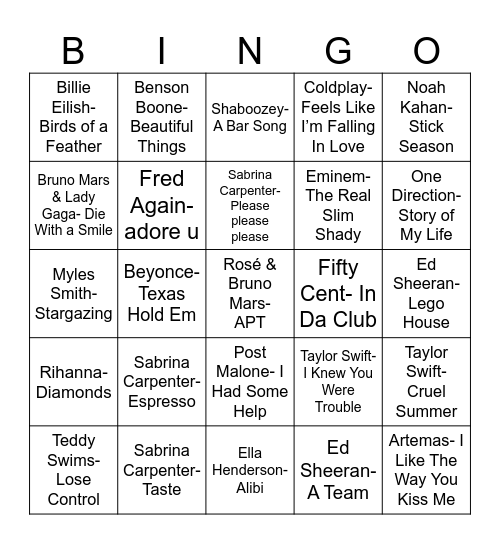 OFFICE MUSIC Bingo Card