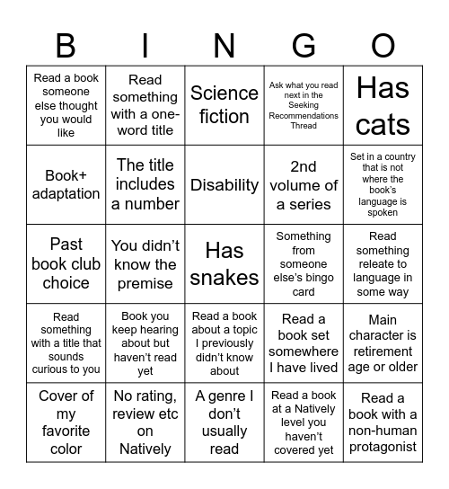 Natively bingo 2025 Bingo Card