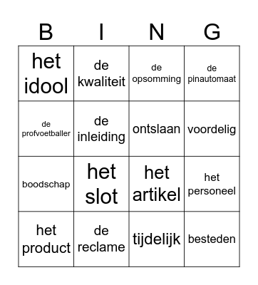 Bingo Taal Thema 4 Bingo Card
