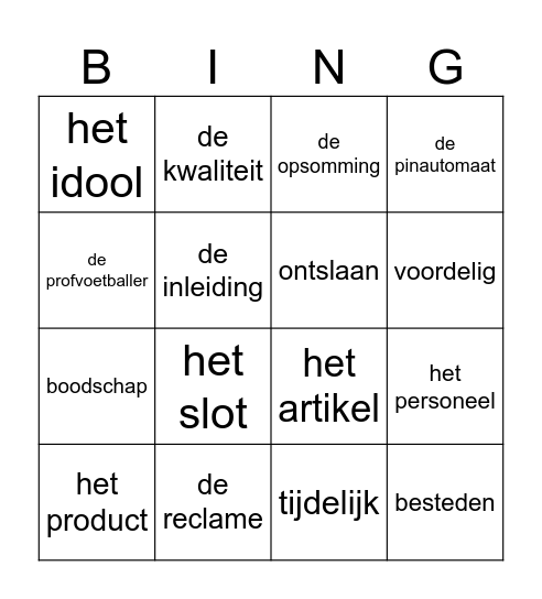 Bingo Taal Thema 4 Bingo Card