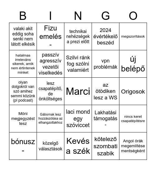 WS Bingo Card