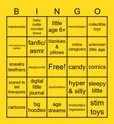 secret little bingo Card