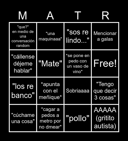 MATRA BINGO Card