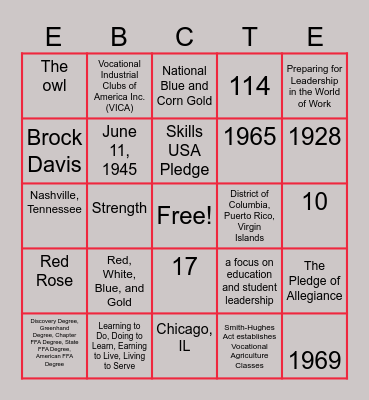CTE@ EB Bingo Card