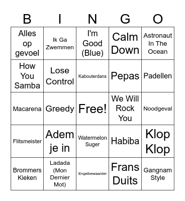 Muziekbingo 2024 Bingo Card
