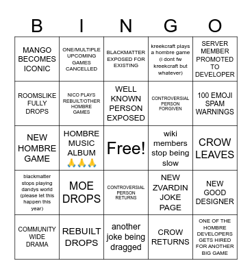 2025 HOMBRE BINGO Card