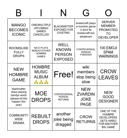 2025 HOMBRE BINGO Card