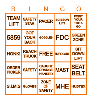 5859 Safety Bingo Card