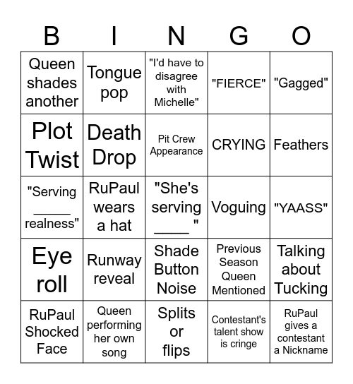 RPDR S17E02&03 Bingo Card