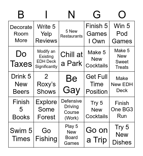 2025 Bingo Card