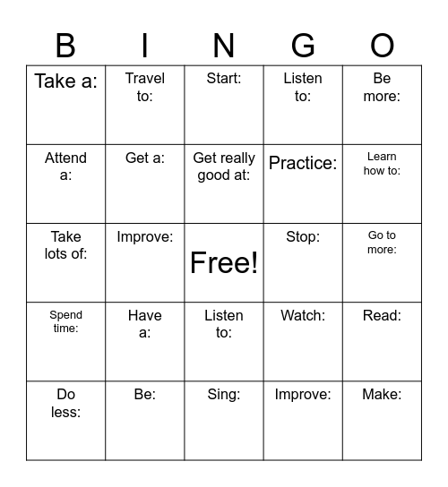 2025 Academic & Personal BINGO Card Bingo Card