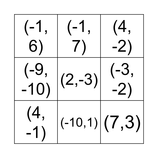 Systems by Elimination Bingo Card