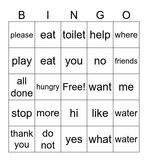 Needs & Wants Bingo Card