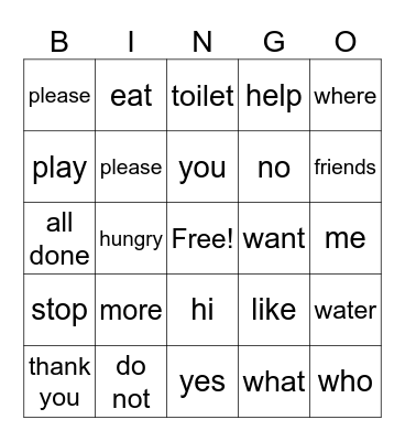 Needs & Wants Bingo Card