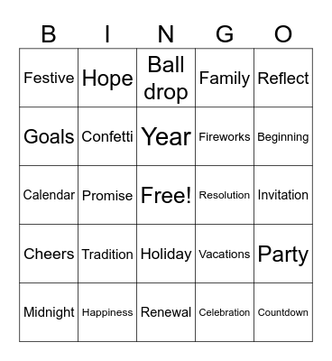 Happy New Year!! Bingo Card