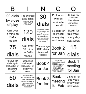 CUGO x HEVS Call Day Bingo Card