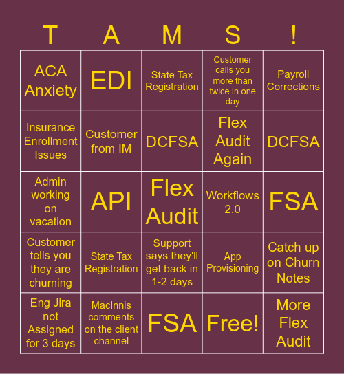 End of Year Bingo Card