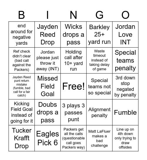 LaFool Bingo Card