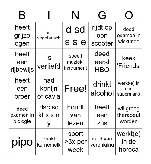 Kennismaking Bingo Card