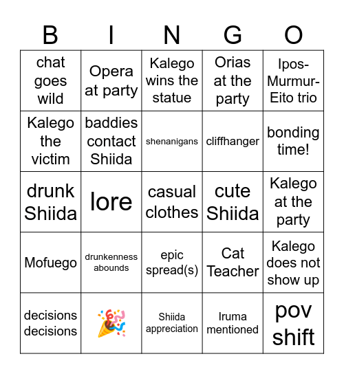 Teacher Party Bingo Card