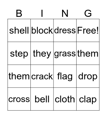 SHORT VOWELS Bingo Card