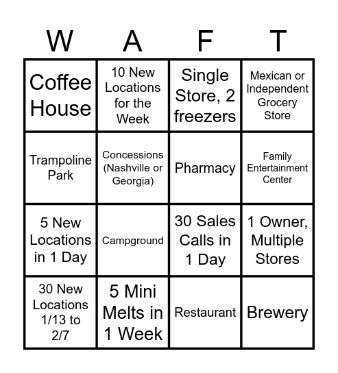 Sales Bingo Card
