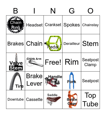 Bicycle Parts Bingo Card