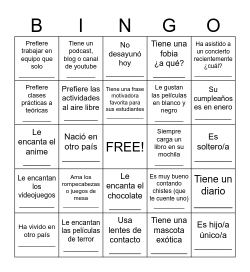 Bingo Prepa Libre de Negocios Bingo Card
