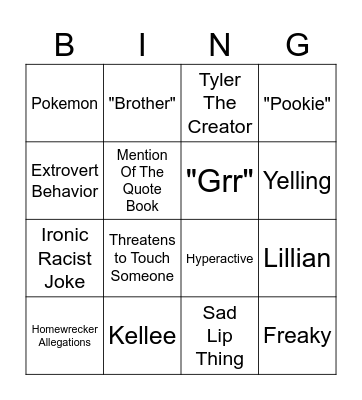 Carlson Bingo Card