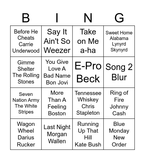 Music Bingo v1 Bingo Card