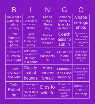 TEAM VI0LE(N)T Bingo Card