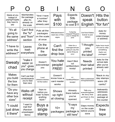 Post Office Bingo Card