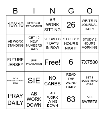 GOAL Bingo Card