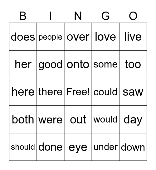1st Grade Lists 7-9 Bingo Card