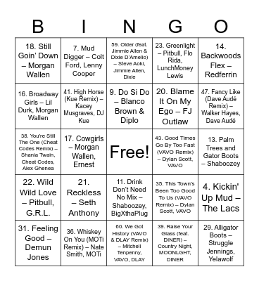 Hick hop and farm house Bingo Card