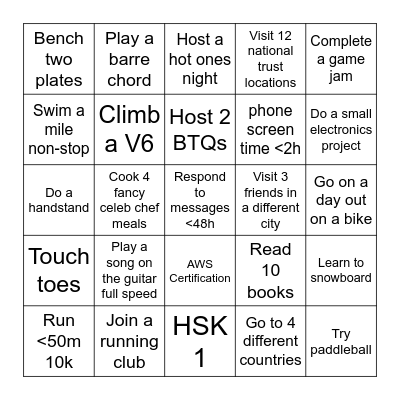 NYE Bingo Card