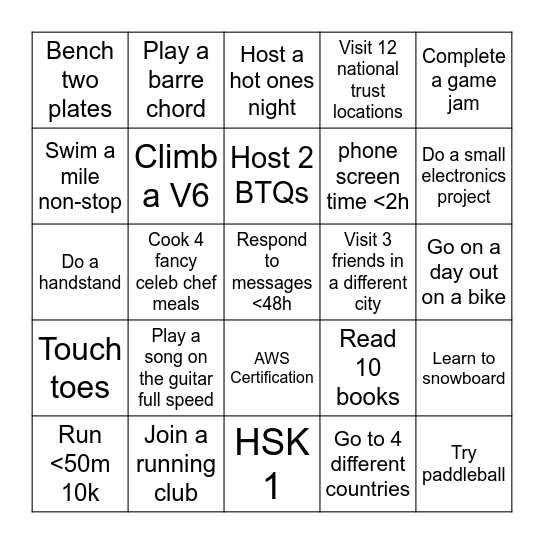 NYE Bingo Card