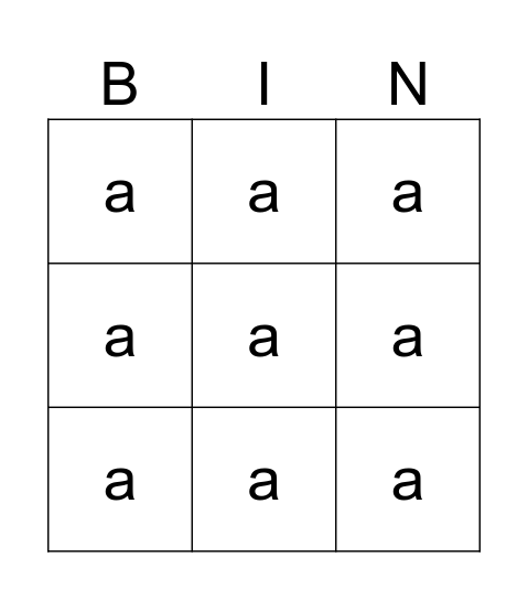 Täishäälikud Bingo Card