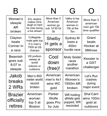 2025 Track & Field Szn - LadyBear Bingo Card