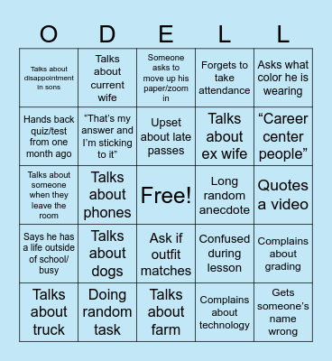 ODELL Bingo Card