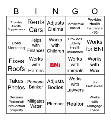 BNI UNITED VISITORS DAY! Bingo Card