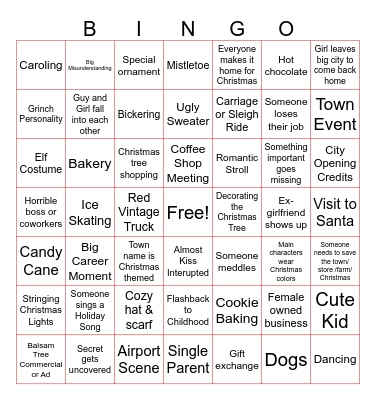 Hallmark Movie Bingo Card